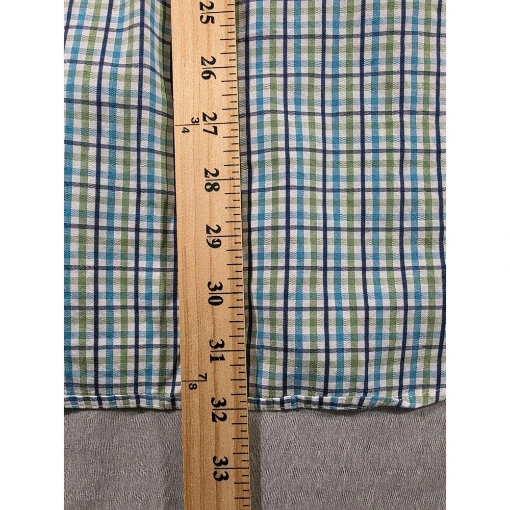 Peter‎ Millar Shirt Mens Large Blue Green Button Up L/S Plaid Casual Preppey